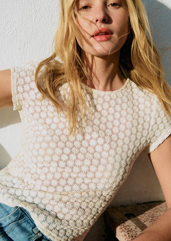 Top Toby - Dentelle Creme Clair - Coton biologique - textile à base de fibres biologiques - Sézane