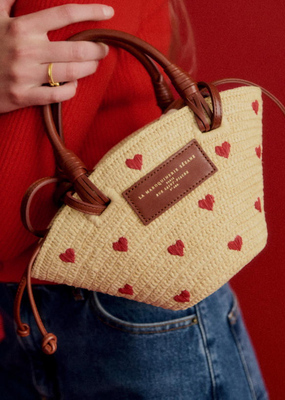 Justine Mini Basket Bag - Natural Raffia - Raffia - Sézane