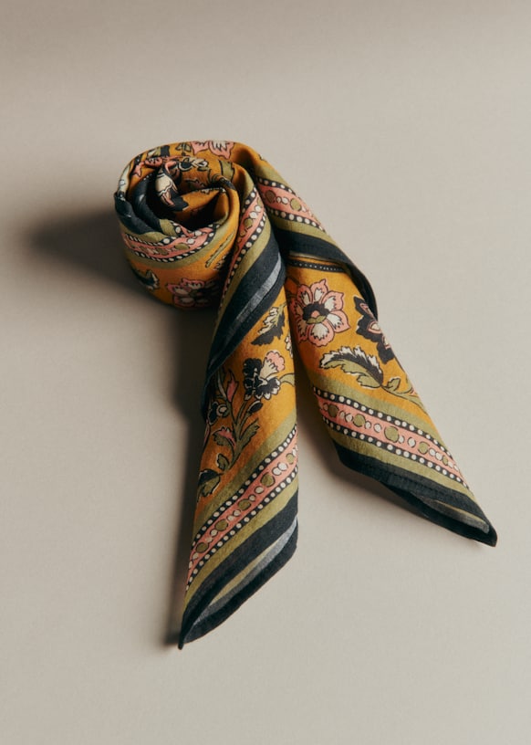 MYLANマイラン　テープ刺繍カフタンチュニック　リネン　スパンコール　ブルーF Gaston Scarf - Sunflower Print - Organic Cotton - Sézane