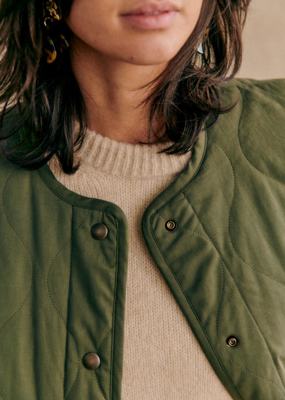 Farel Jacket - Olive Green - Organic Cotton - Sézane
