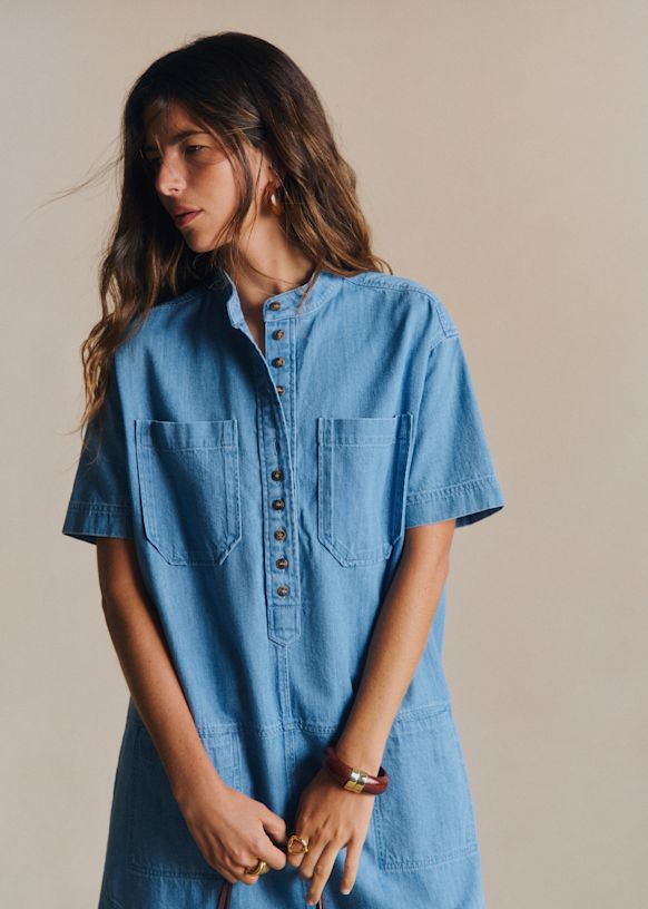 Sonali Dress - Light Blue - Organic cotton - organic textile - Sézane