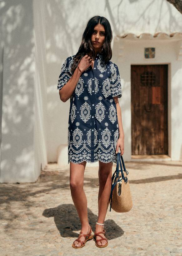 Sezane セザンヌ　ELVINAドレス　ワンピース　エクリュ　38サイズ　M Elvina Dress - Ecru - Organic cotton - organic textile - Sézane