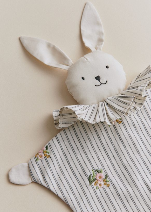 ぬいぐるみ - フラワー刺しゅうストライプ - オーガニックコットン