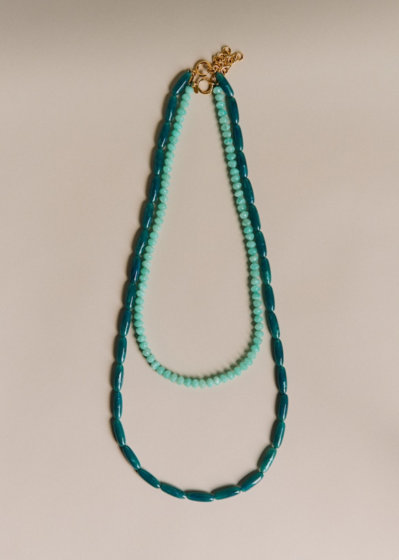 Sézane Elio necklace set turquoise multicoloured resin