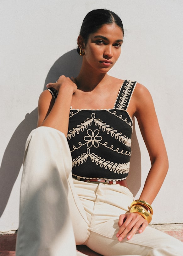 Blouse Marga - Noir Écru