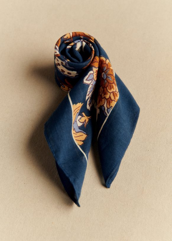 Gaston Scarf - Vintage ecru flowers - Organic cotton - organic