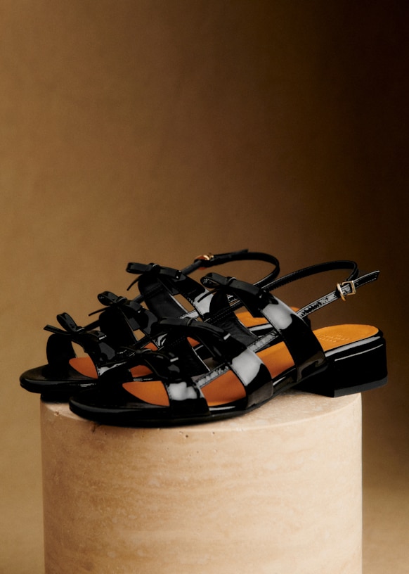 Low Evie Sandals Patent Black Bovine leather Octobre Éditions