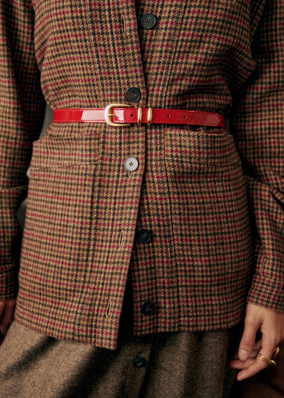 Ceinture Livie Rouge Vernis Cuir bovin vernis Sezane