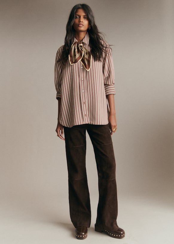 Jade Shirt - Blue / Cream / Burgundy Stripes - Organic cotton 