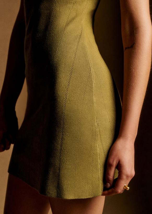 sezane olive green dress Pearly Dress