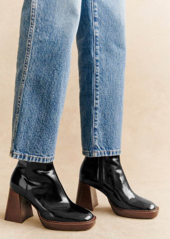Kaia High Ankle Boots - Honey - Bovine leather - Sézane