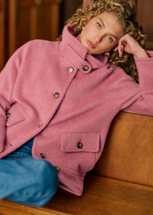 Manteau Leo Noir Laine vierge Sezane