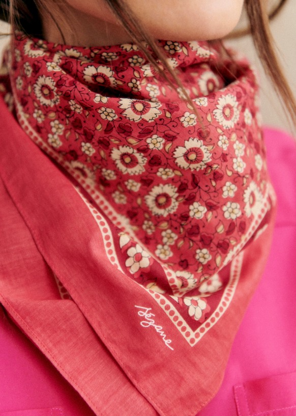 Foulard Augustin - Fleurs Vintage Café - Coton biologique - textile