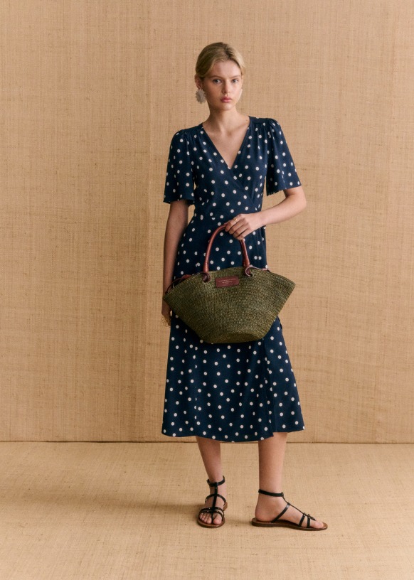 Sarah Dress Navy polka dots Sezane