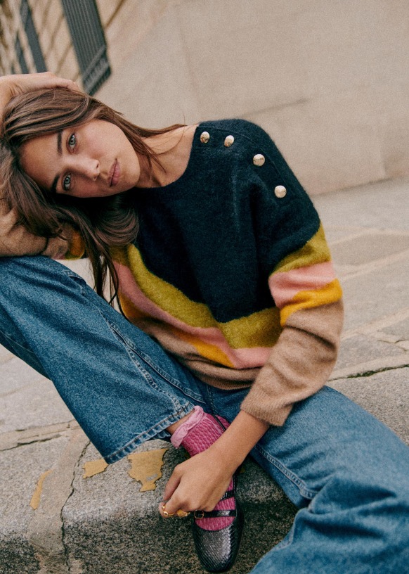 Howard Jumper - Multico Fuchsia - Merino Wool - Sézane