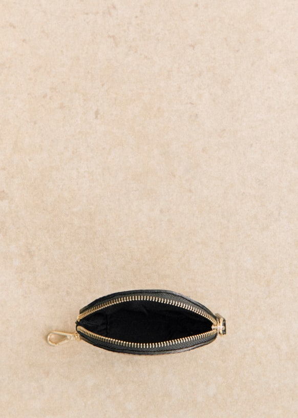 Sacha Coin Purse Black crocodile print Bovine leather Sezane