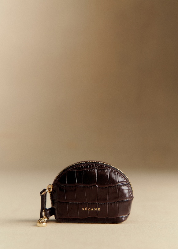Sacha Coin Purse - Black Crocodile Print - Bovine leather - Sézane