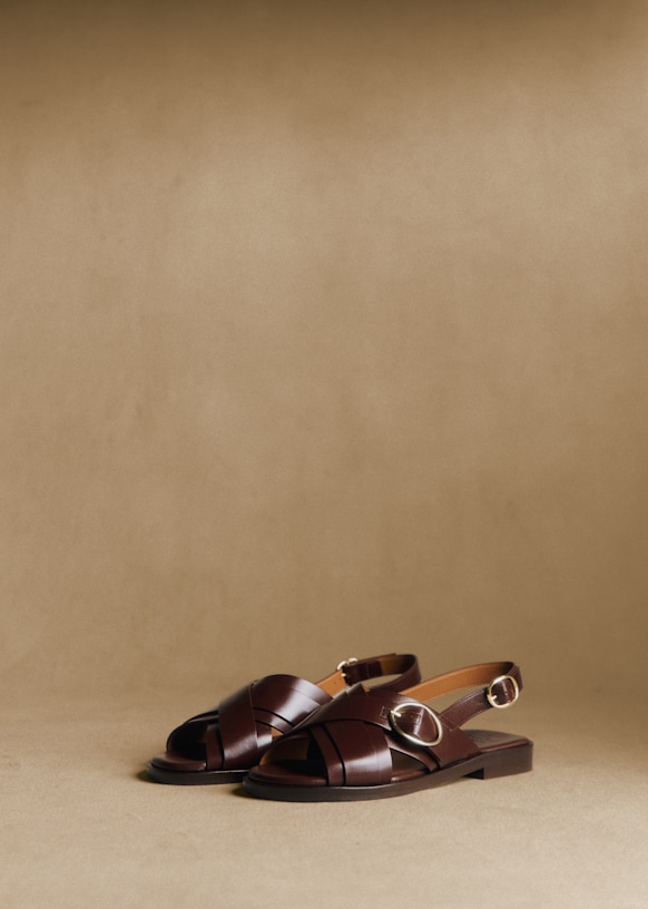 Blandine ローサンダル - アイスチョコレート - 牛革 - Sézane