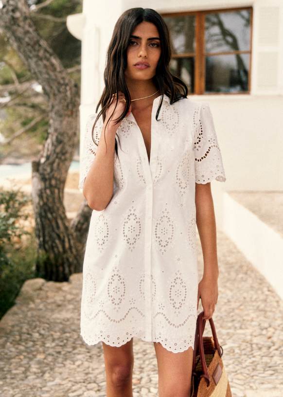 Sezane セザンヌ　ELVINAドレス　ワンピース　エクリュ　38サイズ　M Elvina Dress - Ecru - Organic cotton - organic textile - Sézane