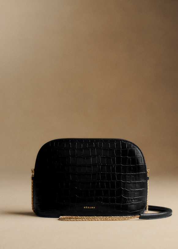 【正規品未使用】SÉZANE セザンヌ VICTOR バッグ クロコダイル風 Victor Bag - Black Crocodile Print - Vegetable tanned