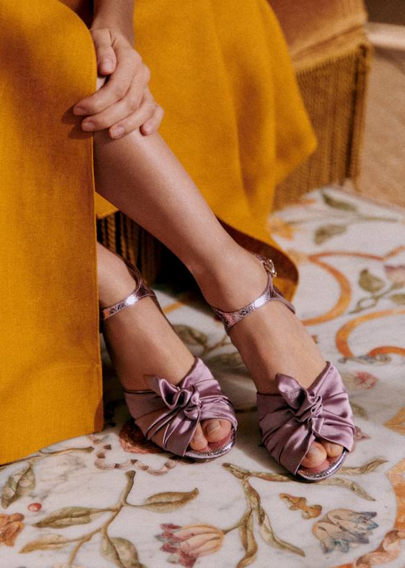 Marlene Sandals - CFM Souliers x Editions Sézane - Embossed/ Satin