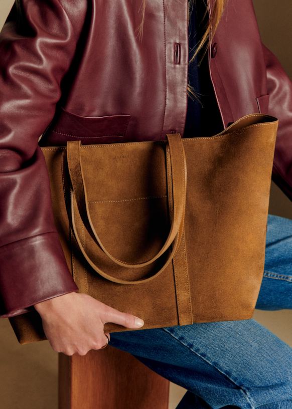 Gabin ショッピングバッグ - テクスチャーブラック - 牛革 - Sézane