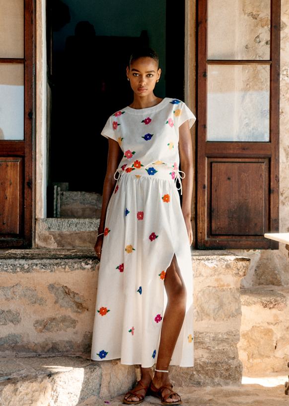 Arianna Skirt - Blue Stripes - 0rganic cotton - textile made from