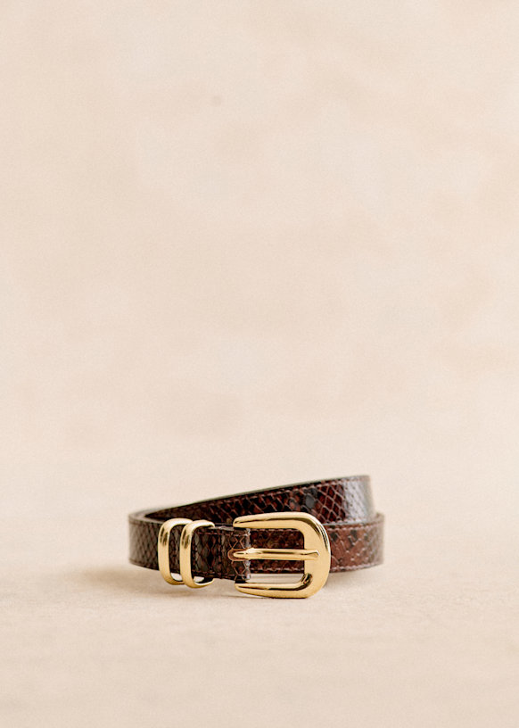 Livie Belt Brown Python Print Bovine leather Octobre Editions