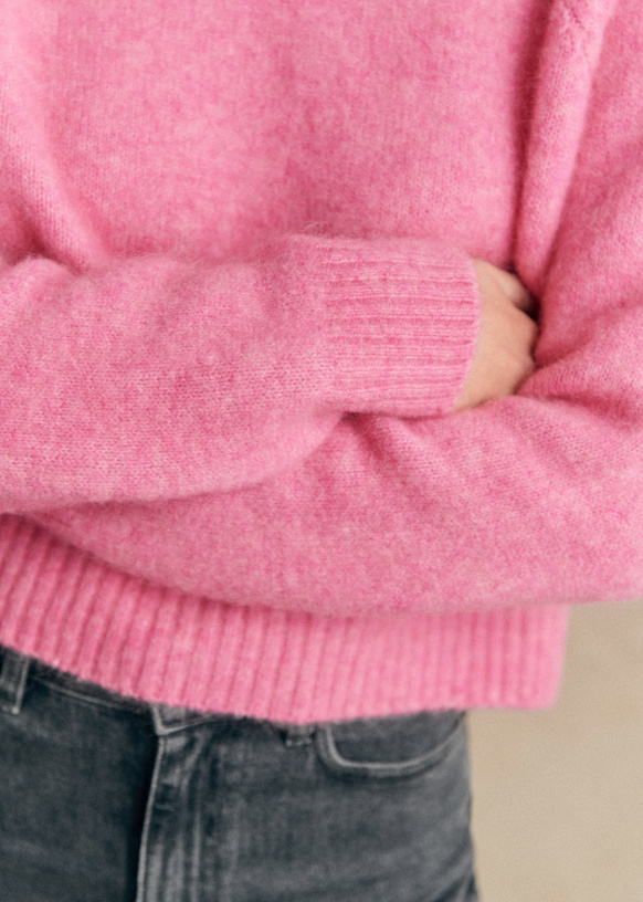 Pull Agnes rose clair | Laine mérinos et mohair