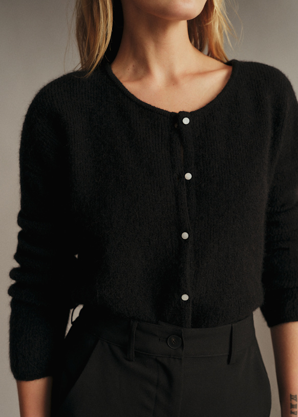 Gaspard Cardigan - Black - Super kid mohair - Sézane