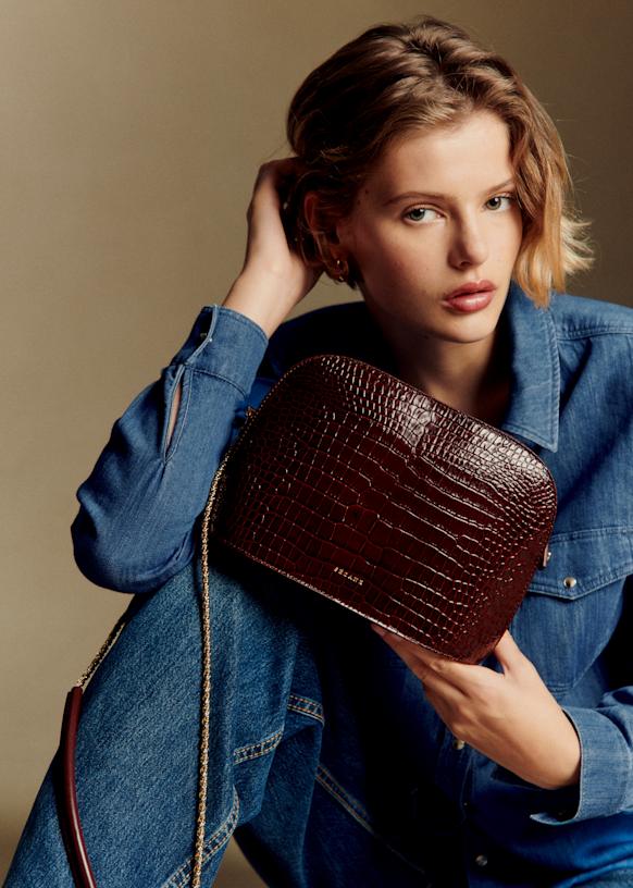 【正規品未使用】SÉZANE セザンヌ VICTOR バッグ クロコダイル風 Victor Bag - Black Crocodile Print - Vegetable tanned, crocodile