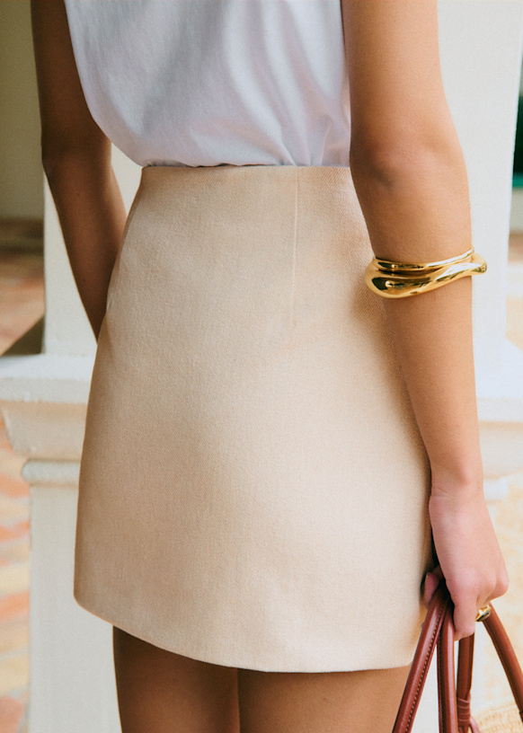 Laure Skirt - Grey herringbone - Wool - Sézane