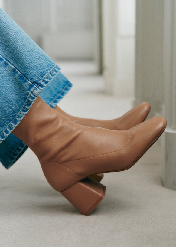 Aline Mid Boots - Smooth Burgundy - Sheep leather - Sézane