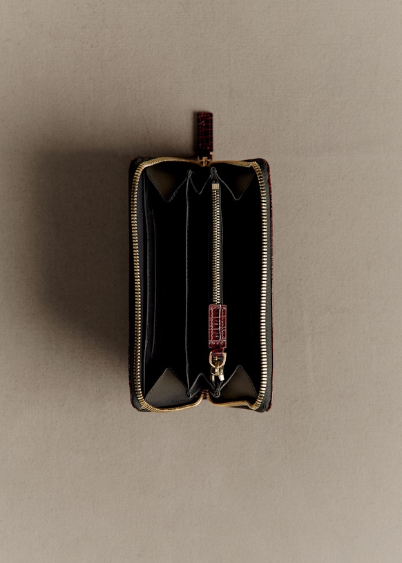 Victoria Wallet - Chocolate Crocodile Print - Crocodile-embossed