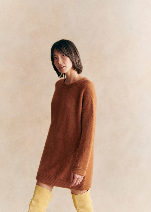 (取寄) スプレンディッド レディース ジョージー マキシ セーター ドレス Splendid women ie Maxi Sweater Dress Dark Saddle Freja ドレス - チャコールグレー - ベビーアルパカ - Sézane