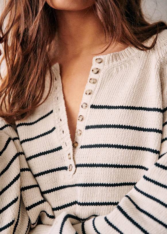 Léontine Jumper - Ecru / Navy - Organic cotton - organic