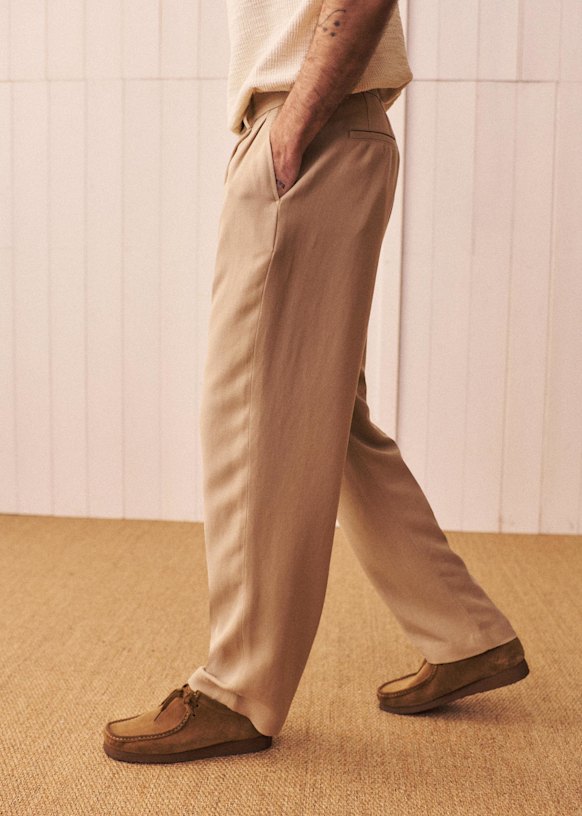 Dusk Elasticated Pants - Grey herringbone - Polyester - Sézane