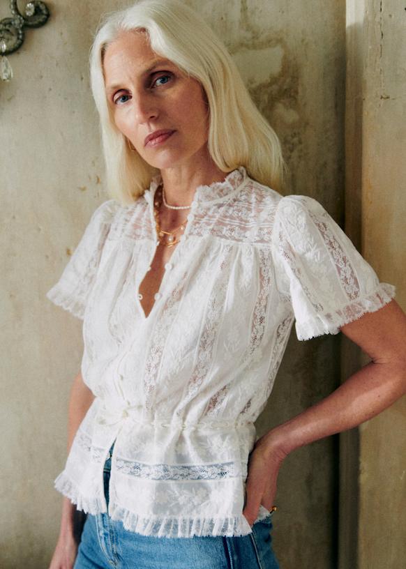 SEZANE シャツ ホワイト レース袖 値下⭐︎Sezane Rym Shirt 38 新品タグ付きの通販 by ＠Kiko｜ラクマ