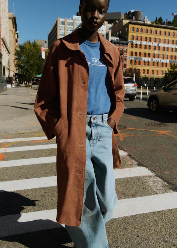 Clyde Coat - Camel Suede - Goat leather - Sézane