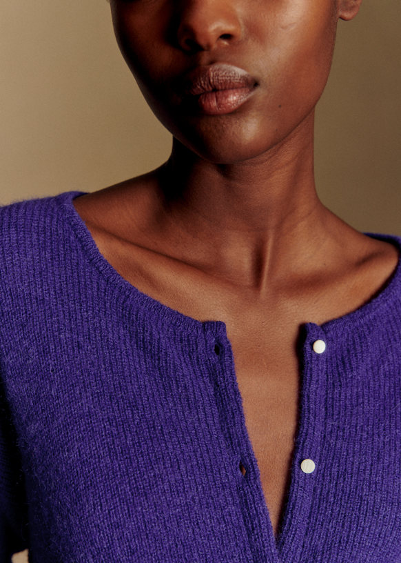 Gaspard Cardigan - Dark Purple - Super kid mohair - Sézane