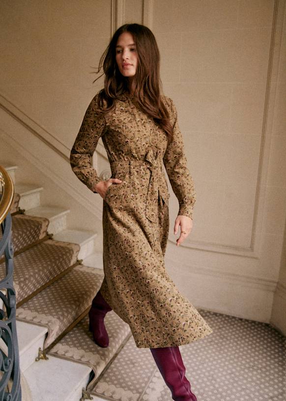 Celenia Dress Miranda Beige print Cotton Sézane