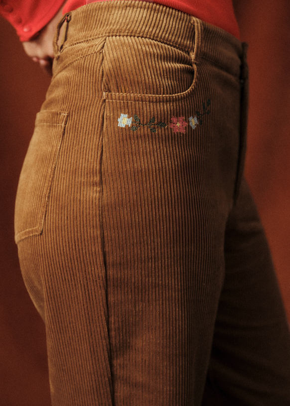 The Wide Leg Trousers - Sézane x Baziszt - Bronze with Floral