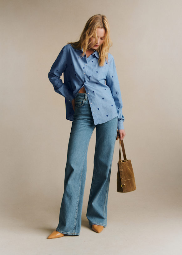 Tomboy Shirt - Embroidered Denim - Organic cotton - organic