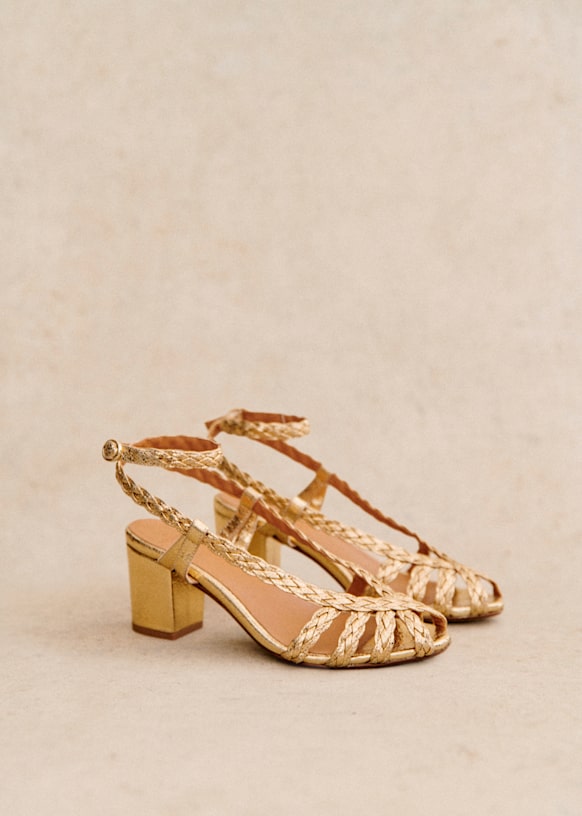 Natacha Sandals - Smooth braided gold - Crackled metallic