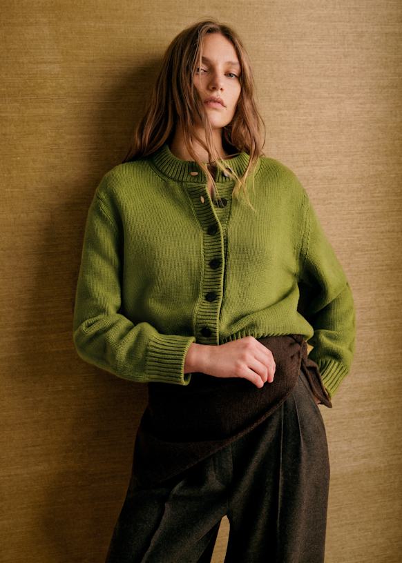Inès Cardigan - Pistachio - Merino Wool - Sézane