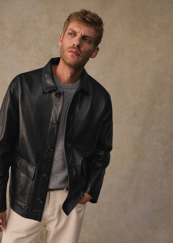 Larren Jacket - Black - Lamb leather - Sézane