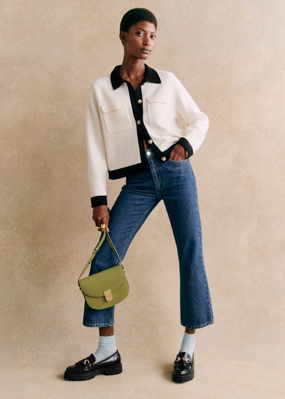 Betty Cardigan - Olive Green - Merino Wool - Sézane