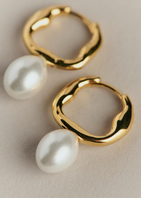 Sézane セザンヌ　ピアス ALICE ゴールド マザーオブパール Alice Hoops - Pearlescent - Majority recycled brass - Sézane
