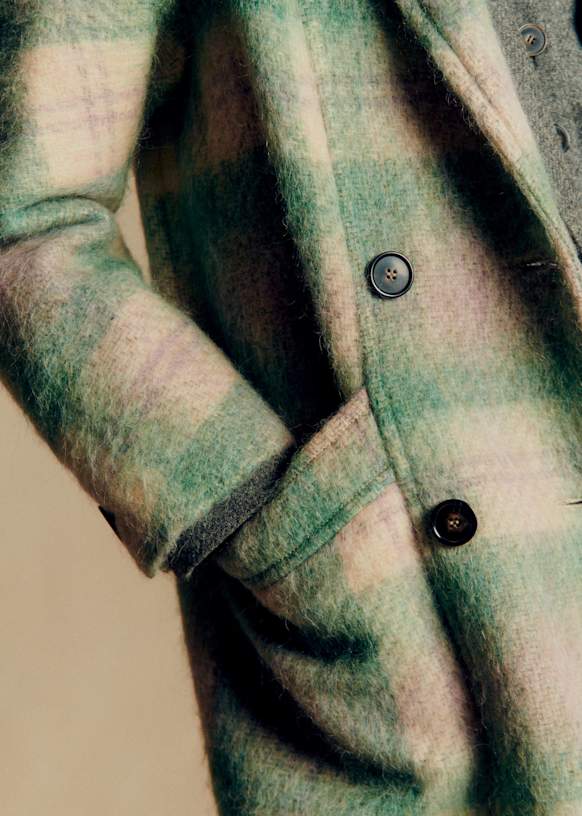 Viktor コート - ブルーチェック - ウール - Sézane