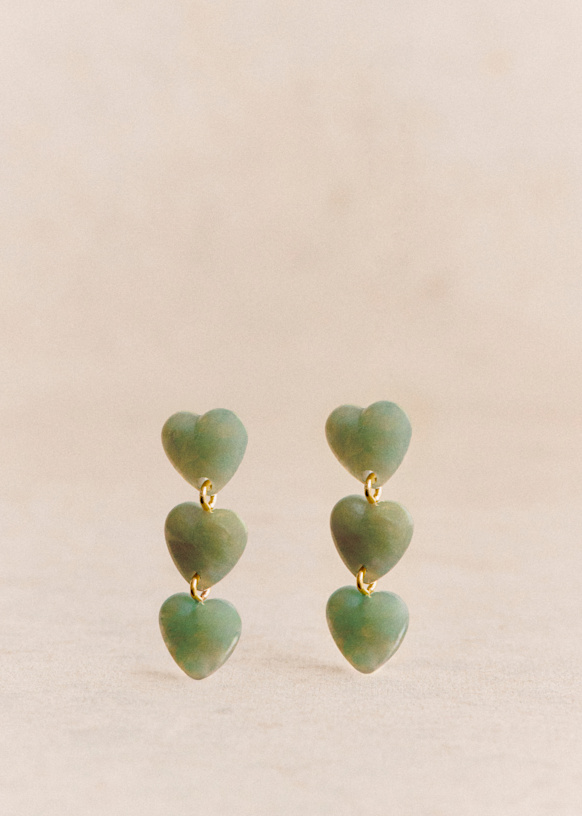 関税送料無【sezane】ハートピアス Erica 樹脂×真鍮 Erica Earrings - Green - Resin - Sézane